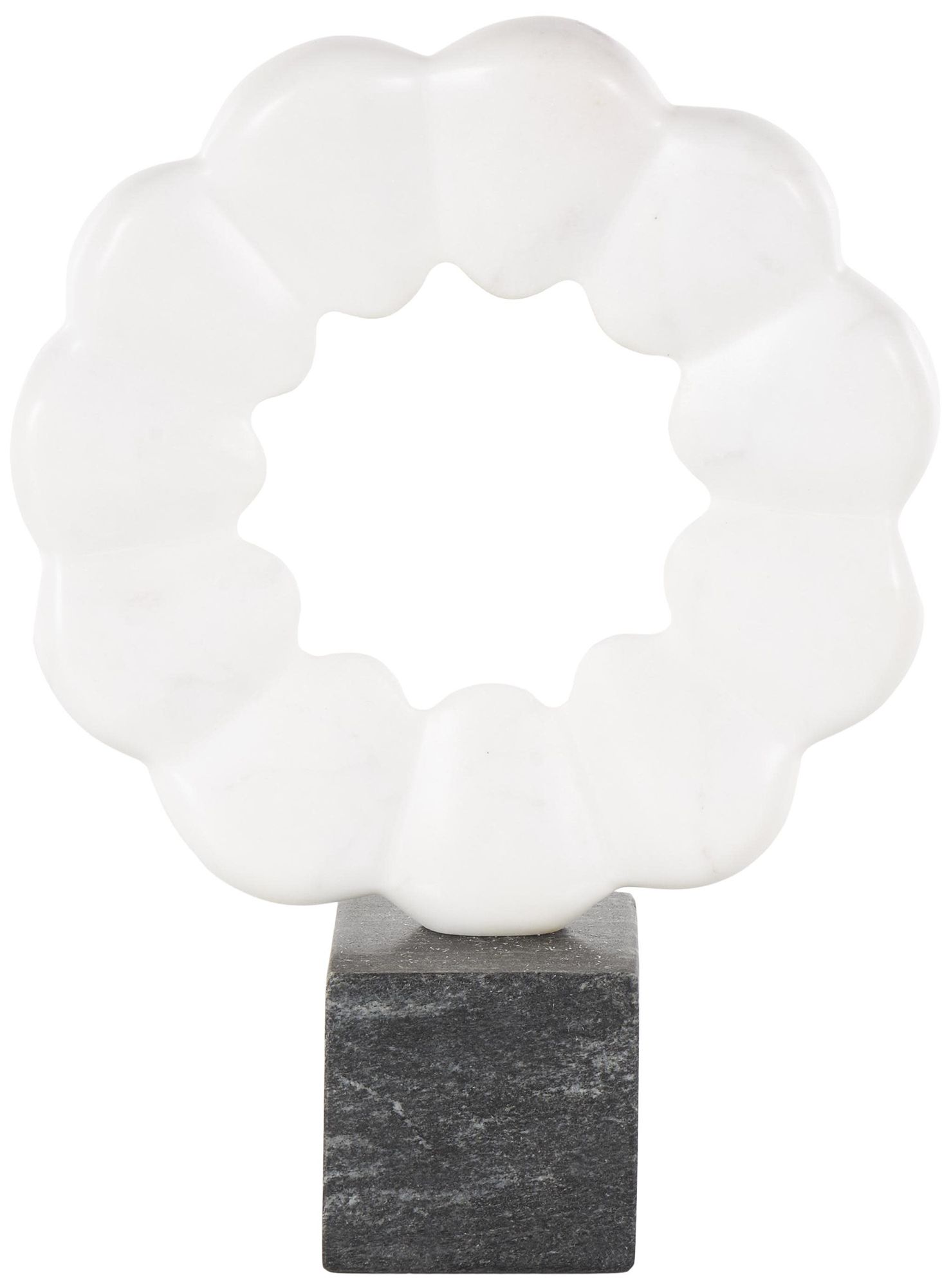 Image 6 White Marble Modern Sculpture, 9" x 3" x 12" more views
