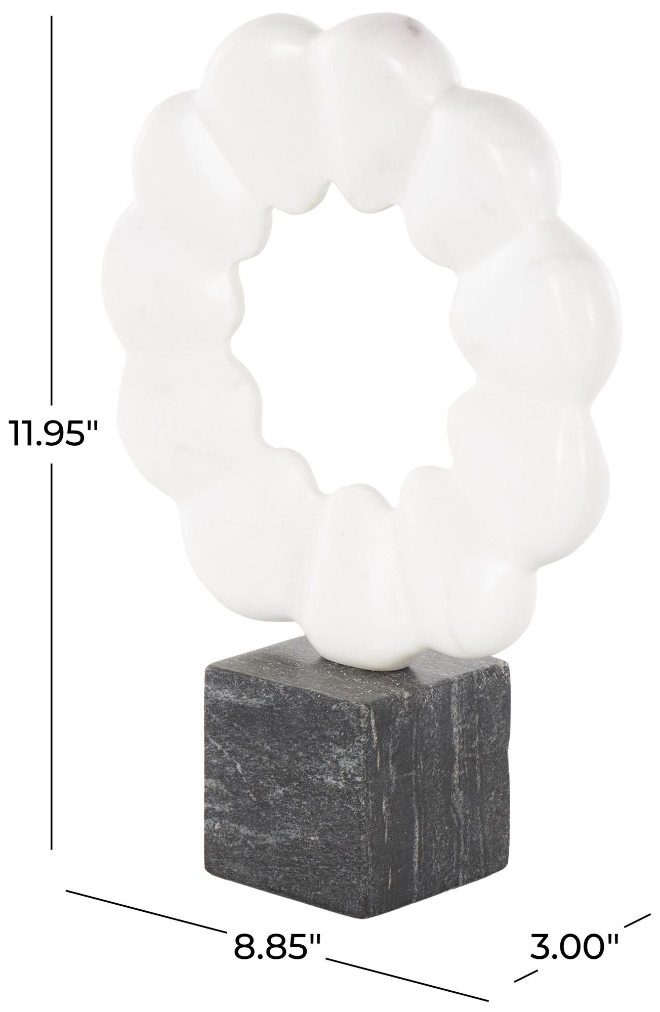Image 7 White Marble Modern Sculpture, 9" x 3" x 12" more views