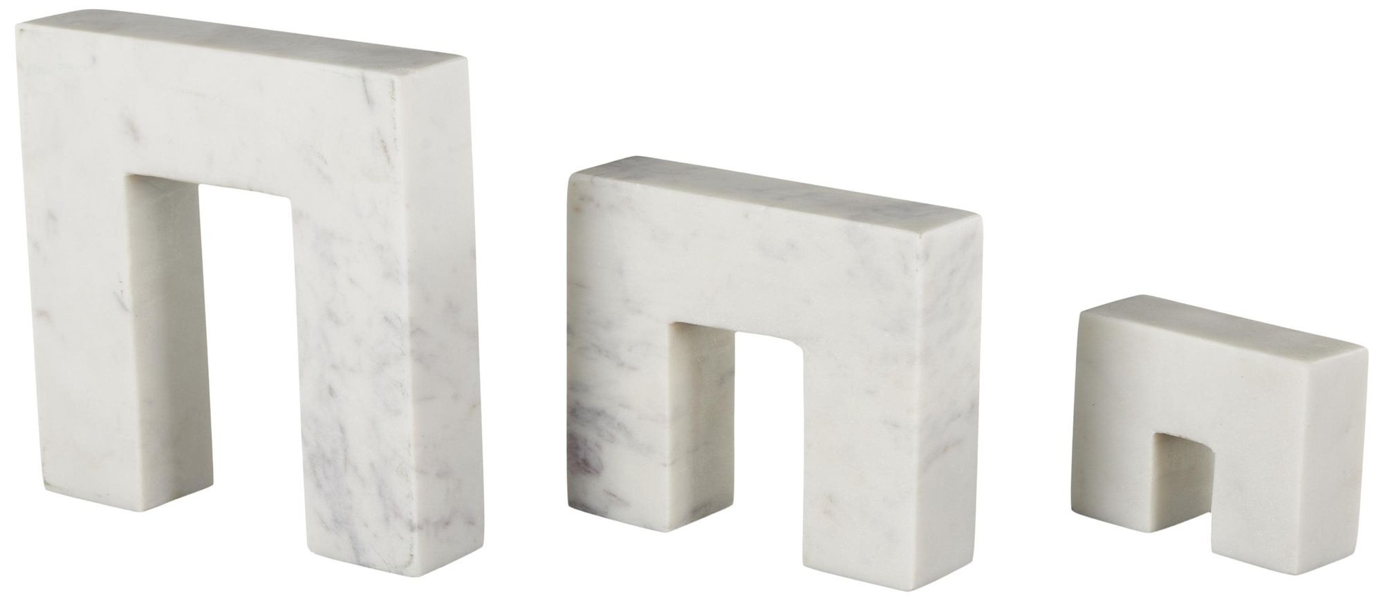 Image 5 White Marble Modern Sculpture, S/3 7",5",3"H more views