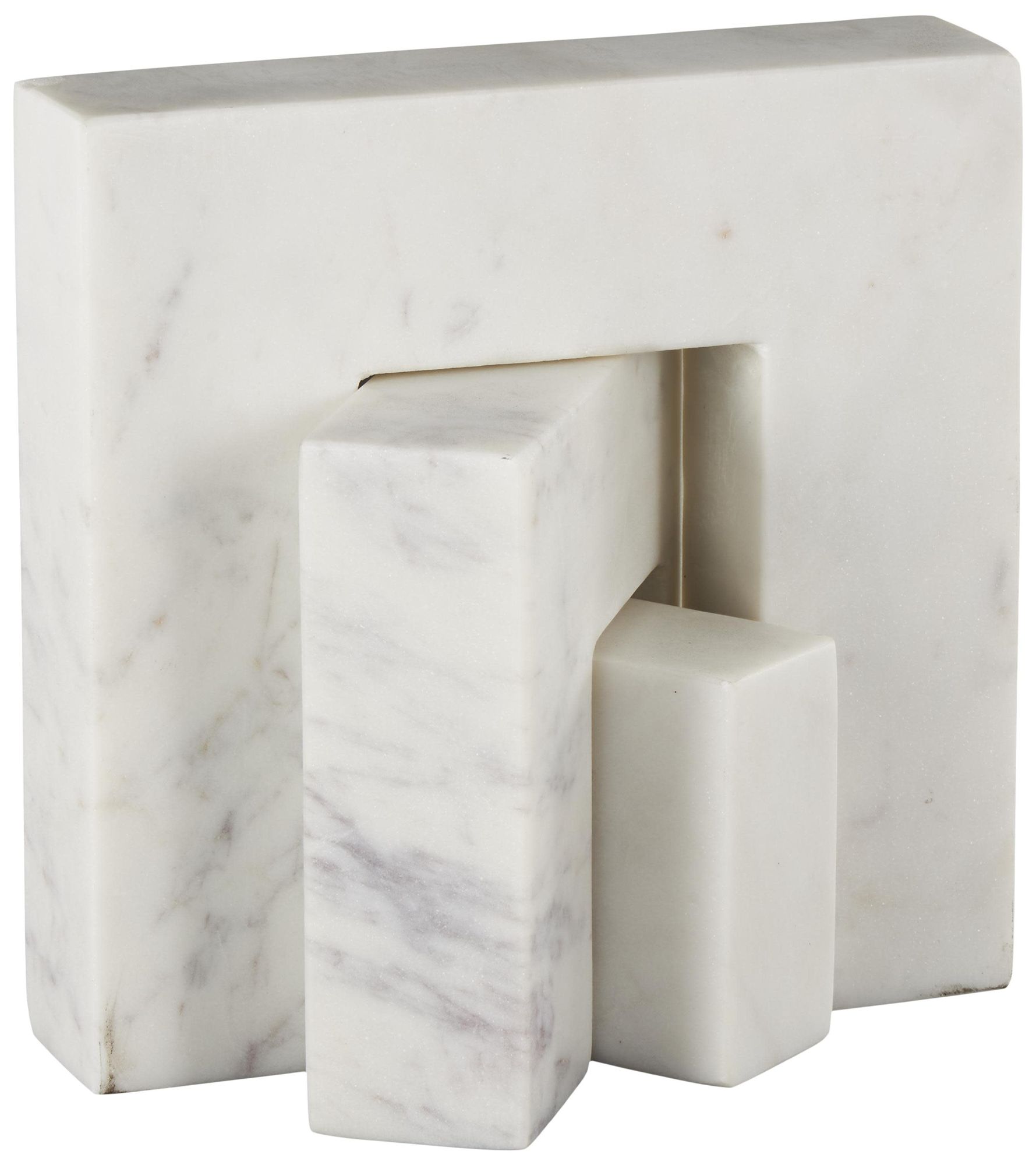 Image 6 White Marble Modern Sculpture, S/3 7",5",3"H more views