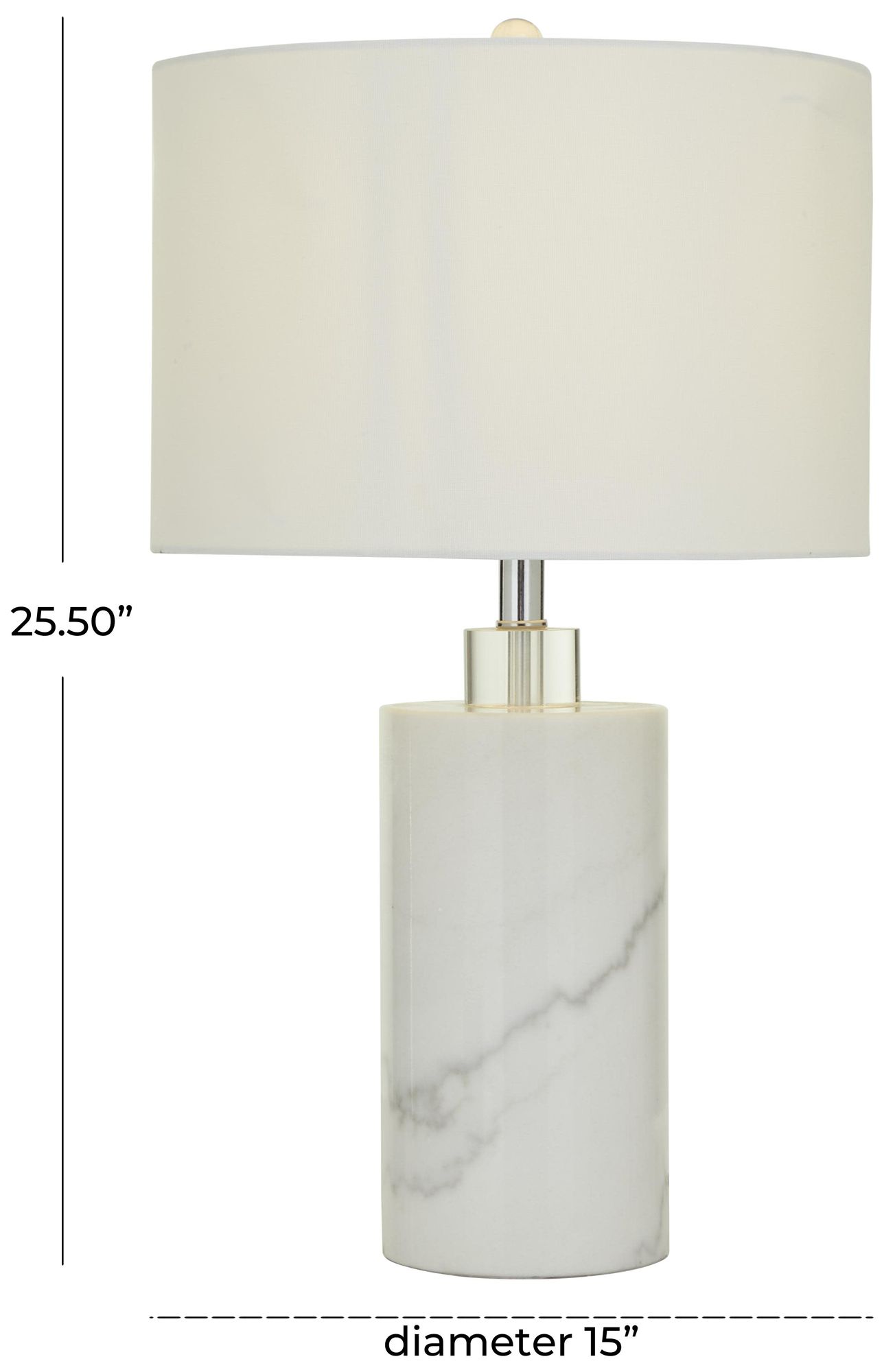 Image 7 White Marble Modern Table Lamp, 15" x 15" x 26" more views