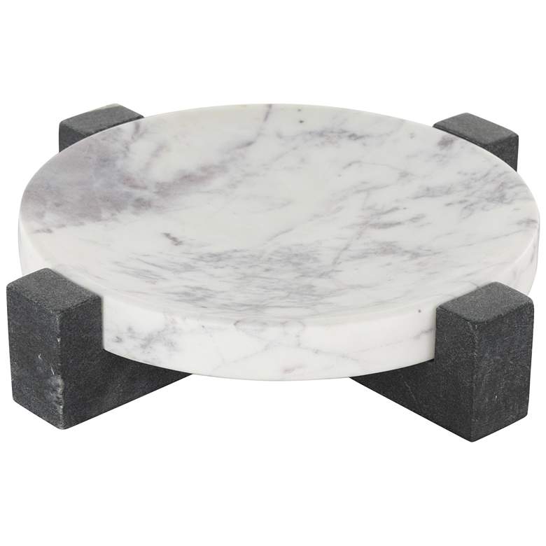 Image 1 White Marble Modern Tray, 10" x 10" x 3"