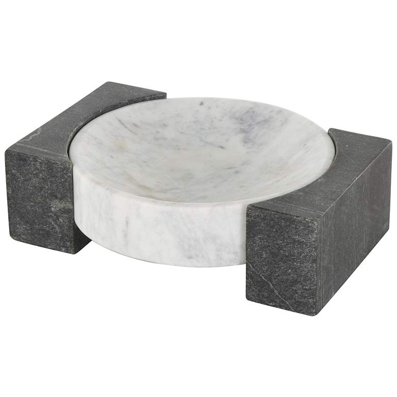 Image 1 White Marble Modern Tray, 10" x 8" x 3"