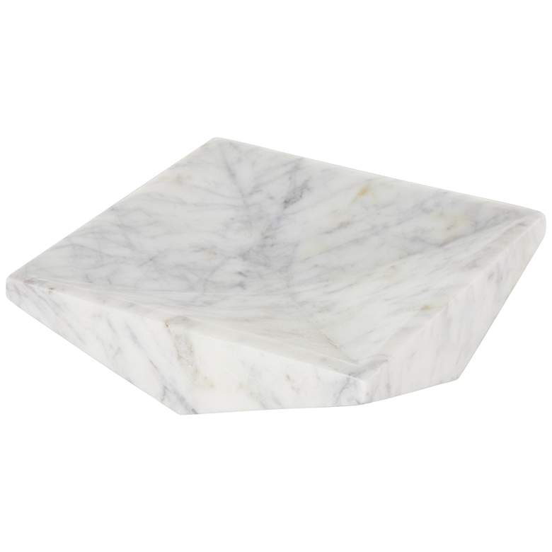 Image 1 White Marble Modern Tray, 8" x 8" x 2"