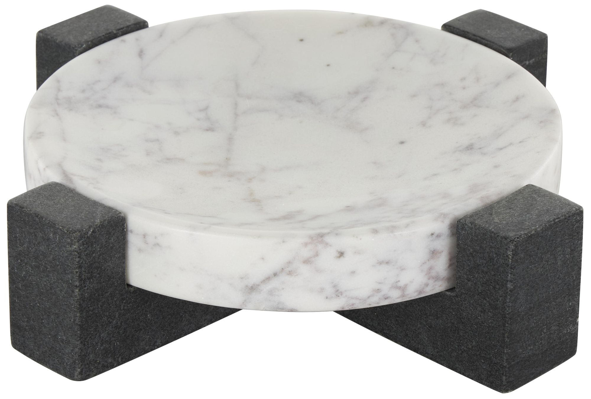 Image 2 White Marble Modern Tray, 8" x 8" x 3"