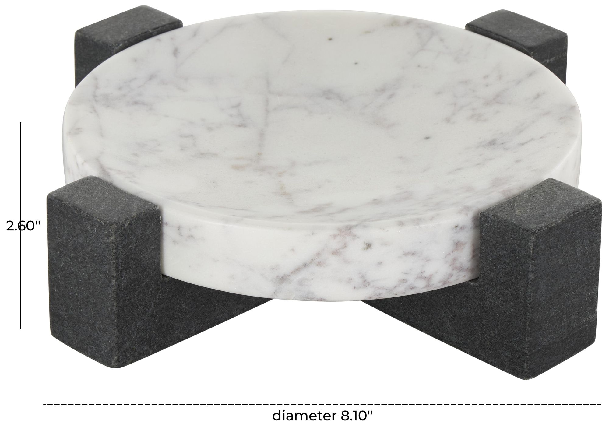 Image 7 White Marble Modern Tray, 8" x 8" x 3" more views