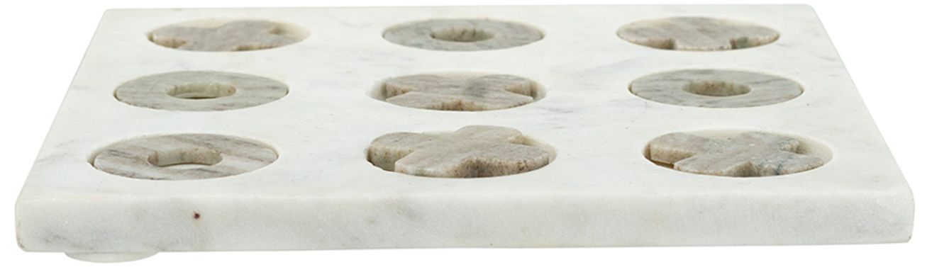 Image 3 White Marble Tic-Tac-Toe Set with Natural Gray Pieces more views