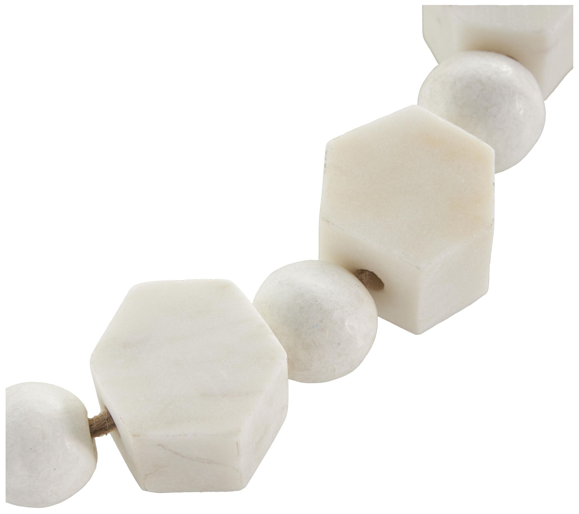 Image 2 White Marble Traditional Garland with Tassel, 45" x 2" x 1" more views