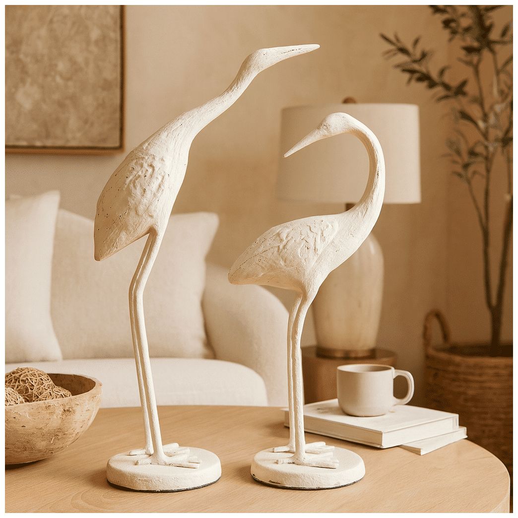 Image 4 White Metal Coastal Sculpture, S/2 10", 12"H more views