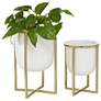 2_White Metal Contemporary Planter, S/2 12", 10"H