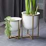 1_White Metal Contemporary Planter, S/2 12", 10"H