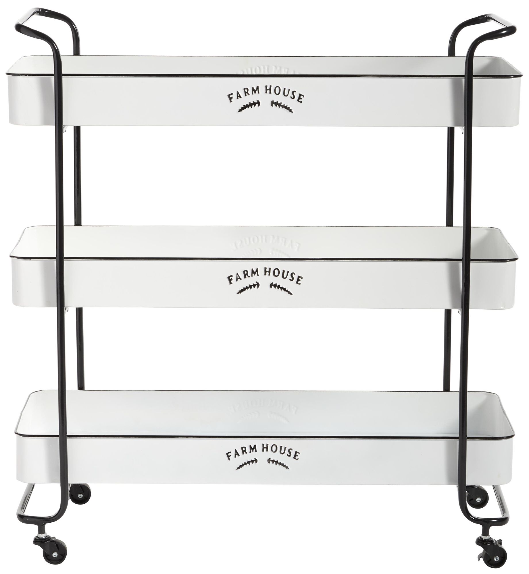 Image 2 White Metal Farmhouse Bar Cart, 32" x 12" x 35"