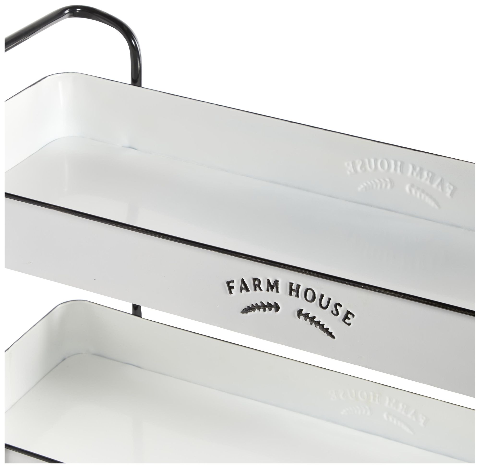 Image 3 White Metal Farmhouse Bar Cart, 32" x 12" x 35" more views