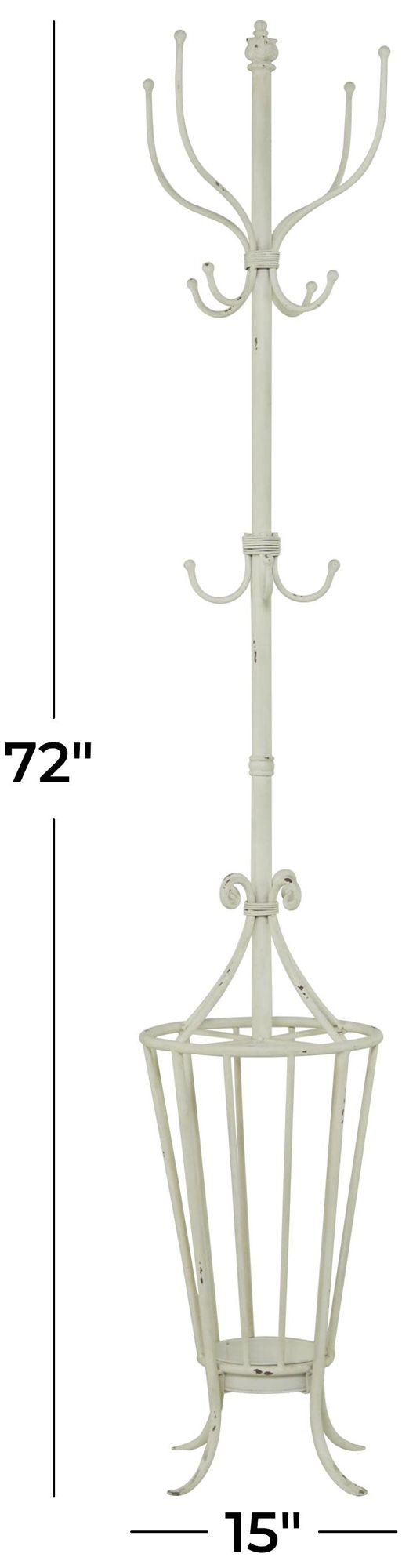 Image 7 White Metal Farmhouse Coat Rack, 15" x 15" x 72" more views