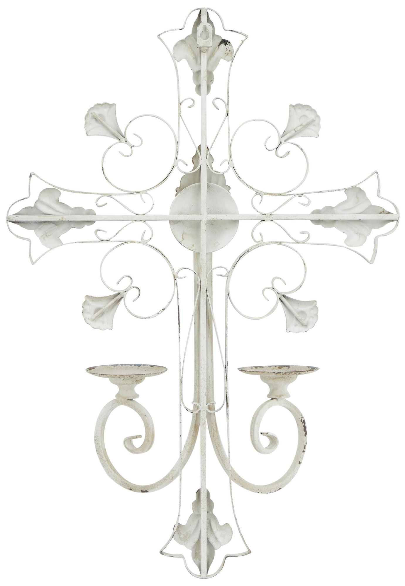 Image 5 White Metal French Country Wall Sconce, 17" x 5" x 24" more views