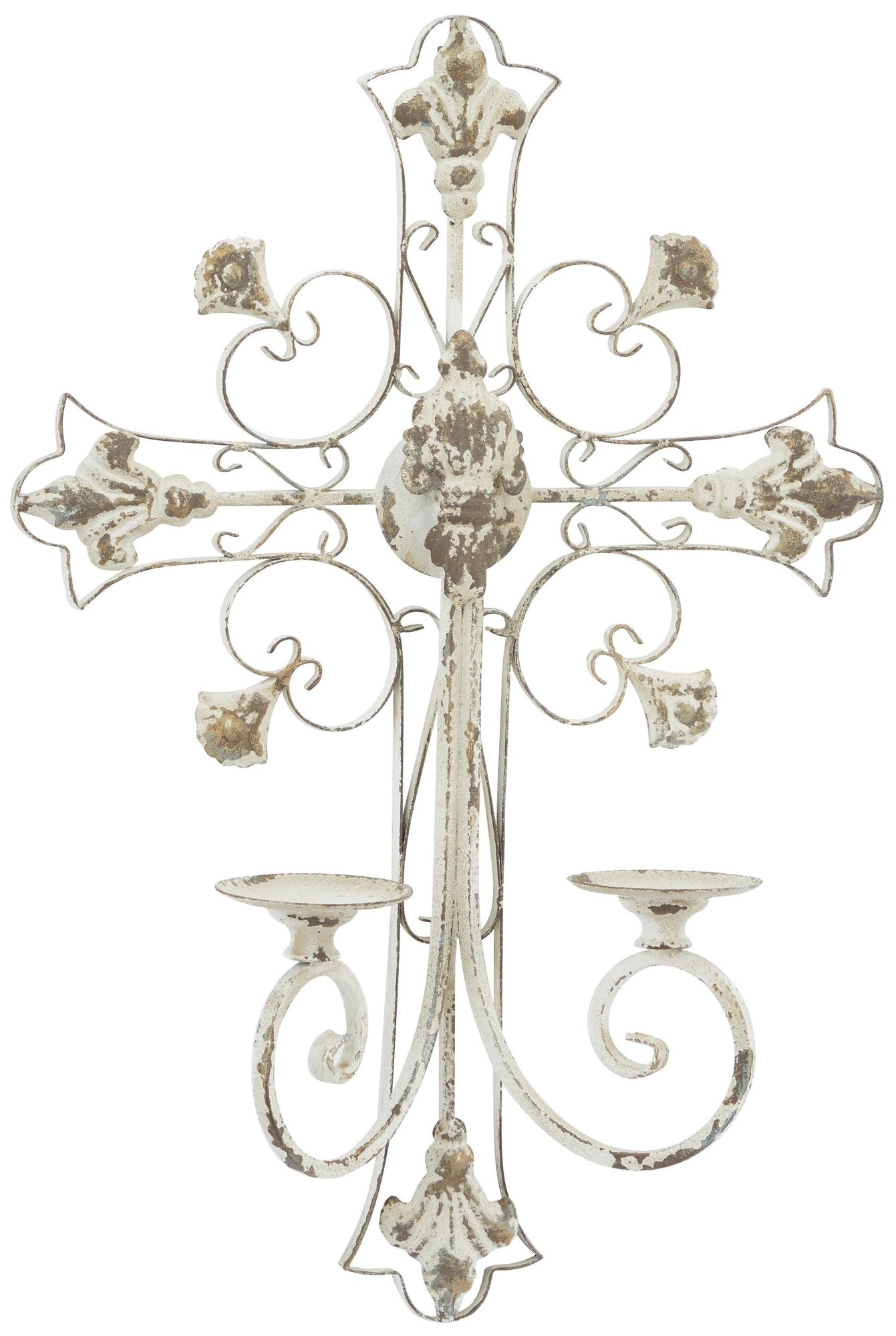 Image 6 White Metal French Country Wall Sconce, 17" x 5" x 24" more views