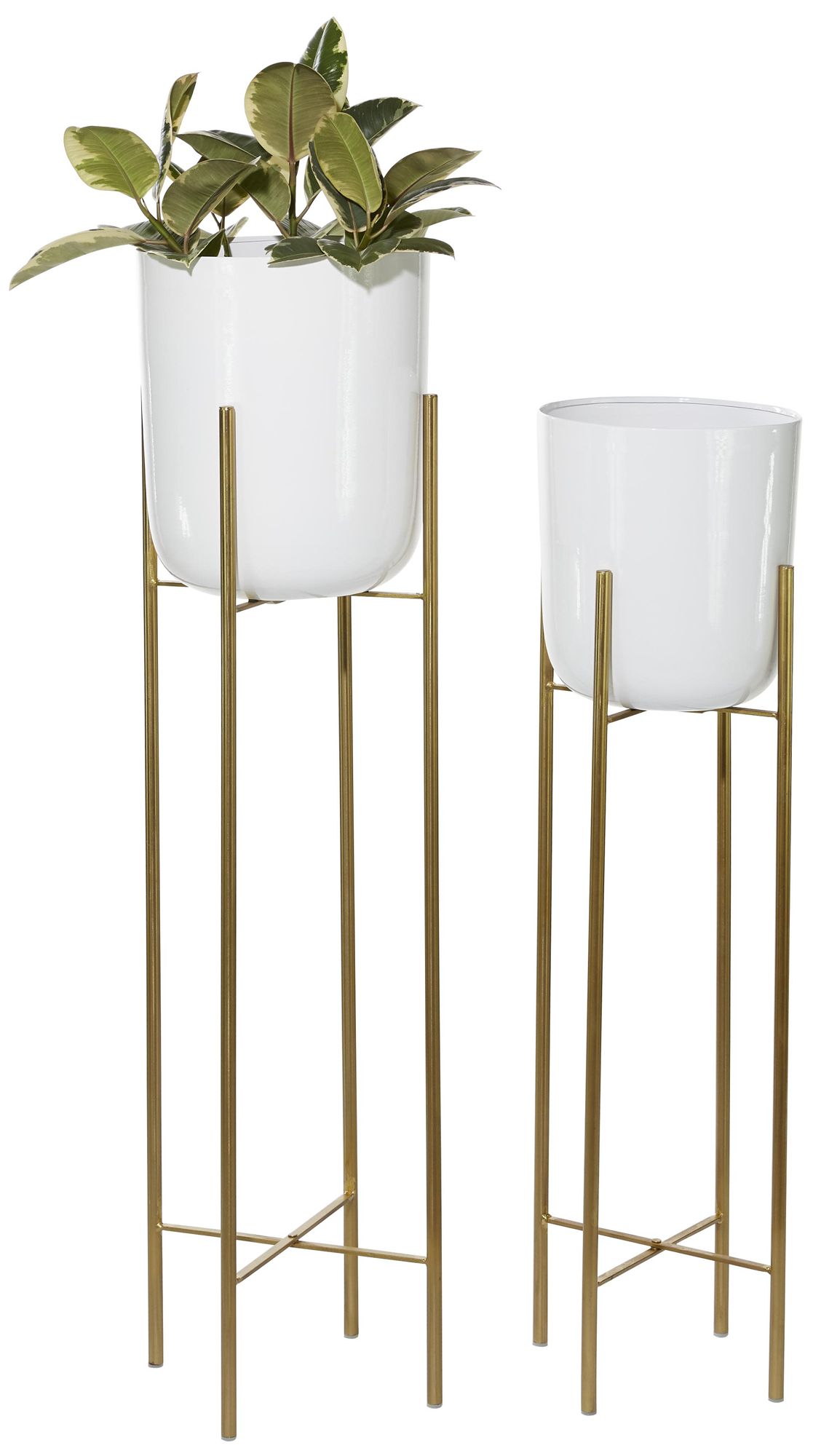 Image 2 White Metal Glam Planter, S/2 39", 46"H