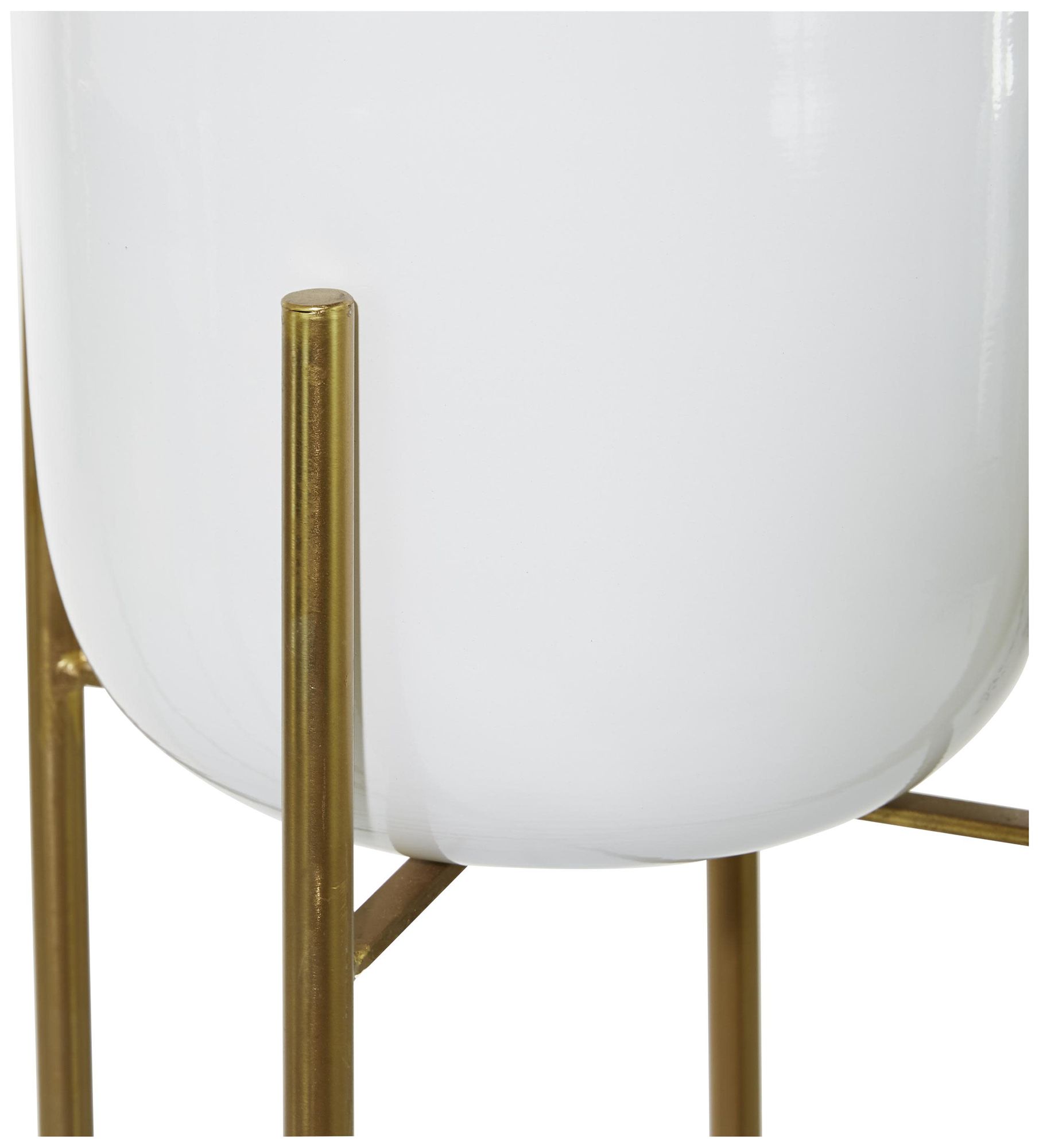 Image 4 White Metal Glam Planter, S/2 39", 46"H more views