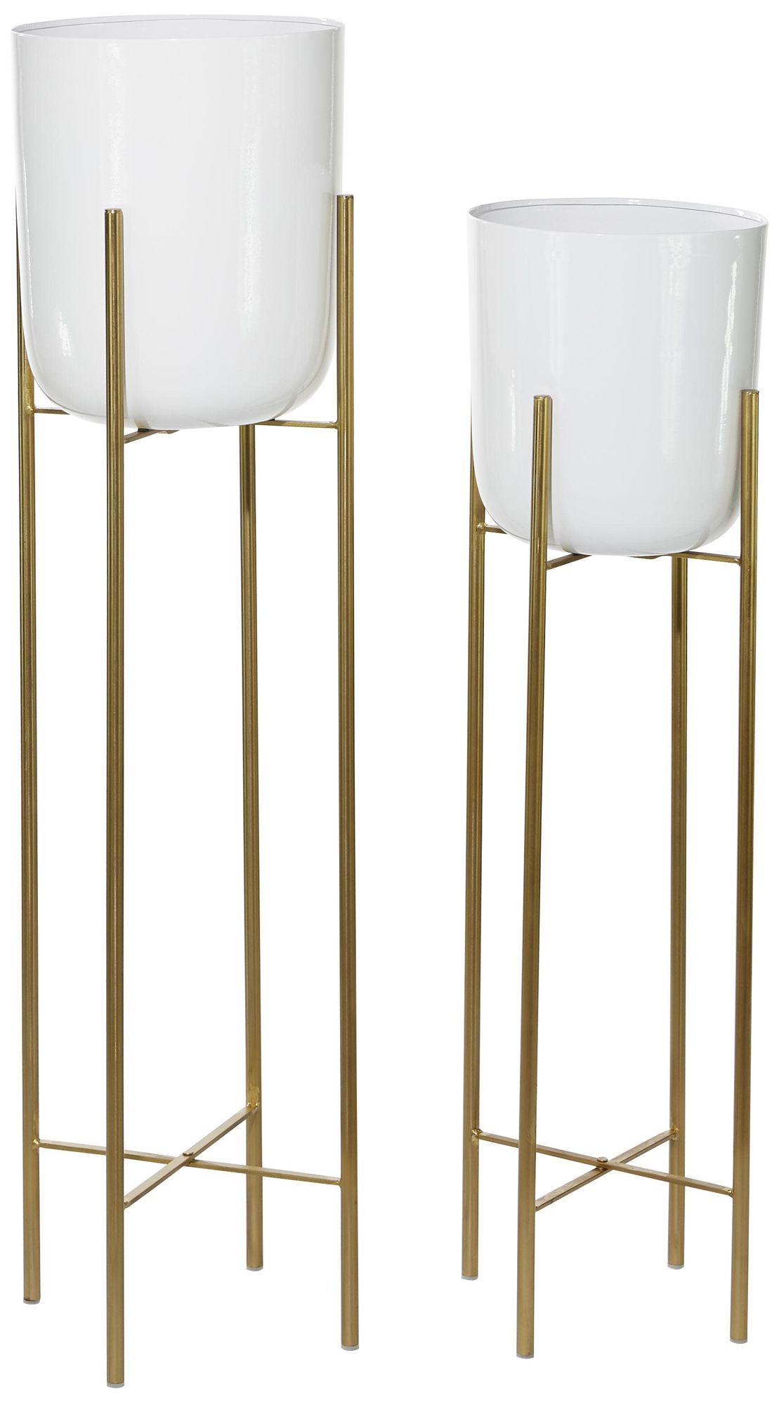 Image 5 White Metal Glam Planter, S/2 39", 46"H more views