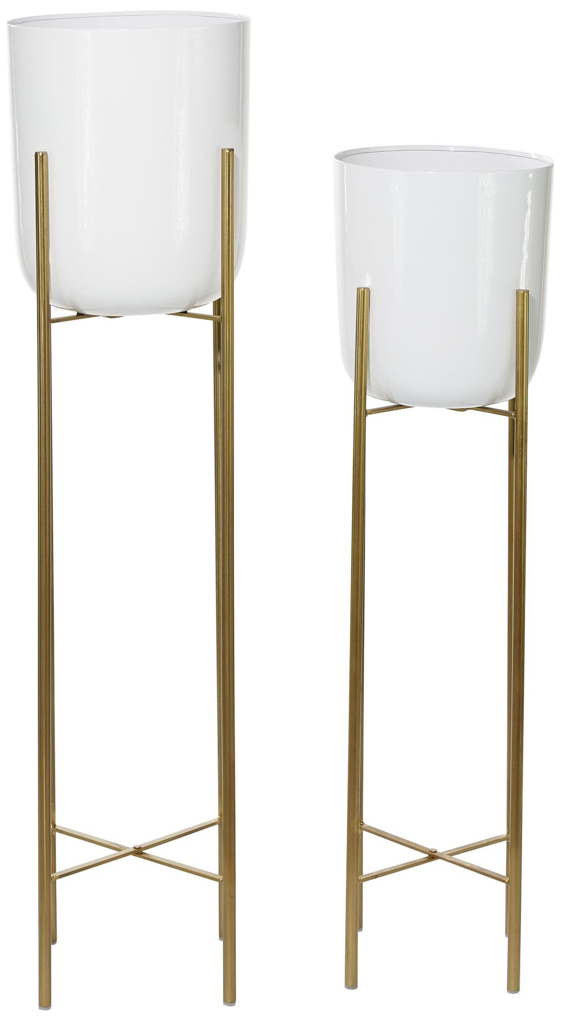 Image 6 White Metal Glam Planter, S/2 39", 46"H more views