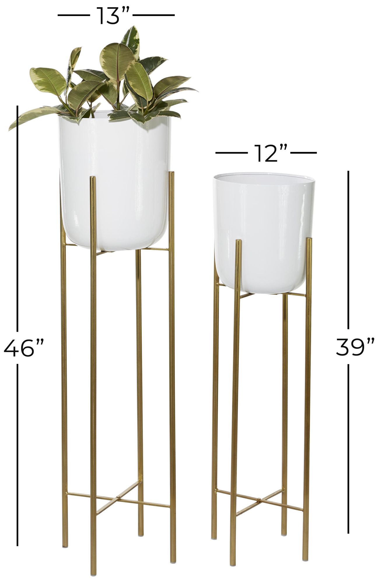 Image 7 White Metal Glam Planter, S/2 39", 46"H more views