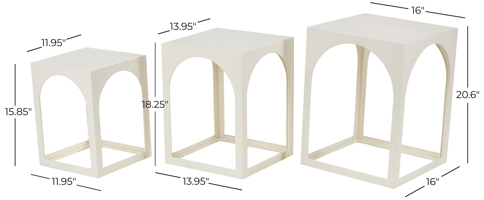 Image 7 White Metal Modern Accent Table, S/3 21", 18", 16"H more views