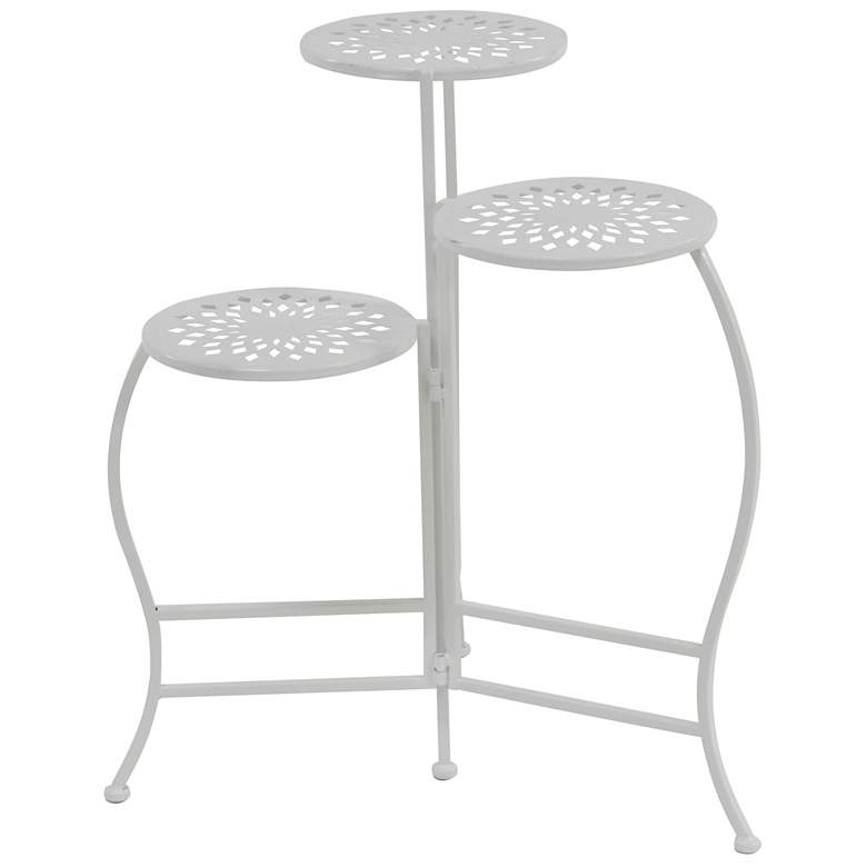 Image 1 White Metal Traditional Plantstand, 19" x 14" x 24"
