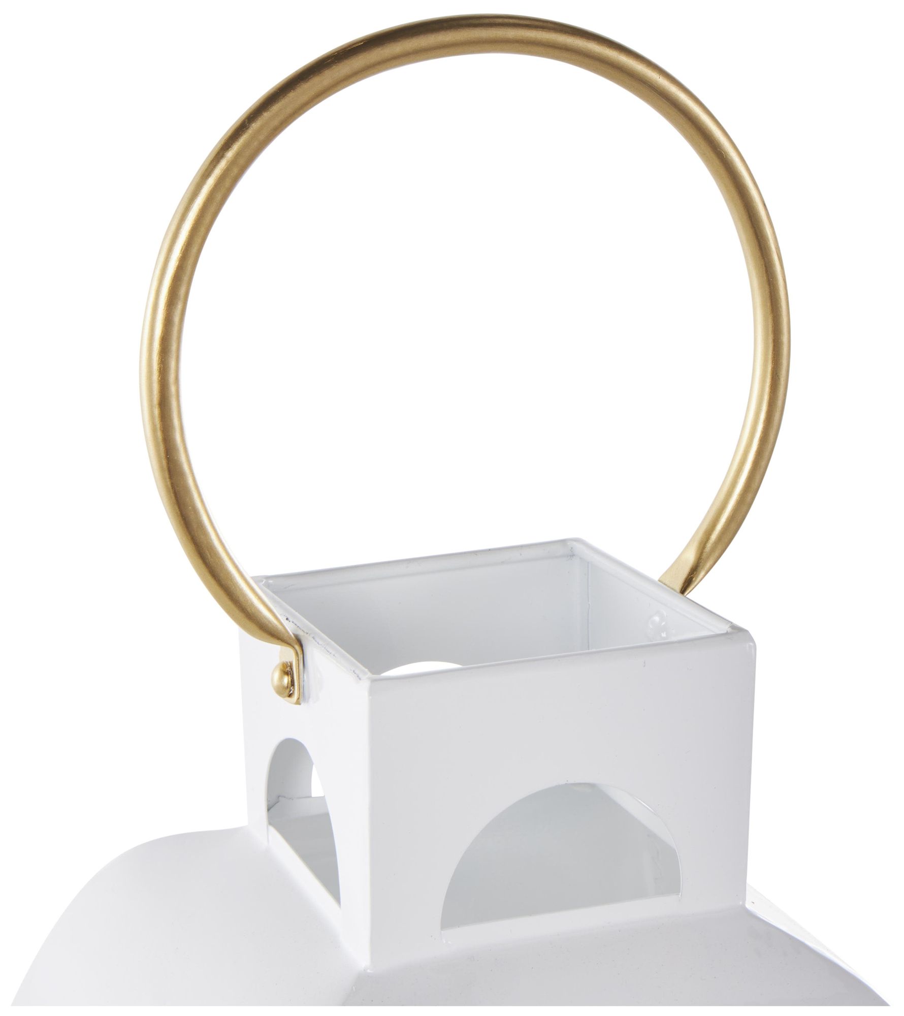 Image 3 White Metal Transitional Candle Lantern, 7" x 7" x 23" more views