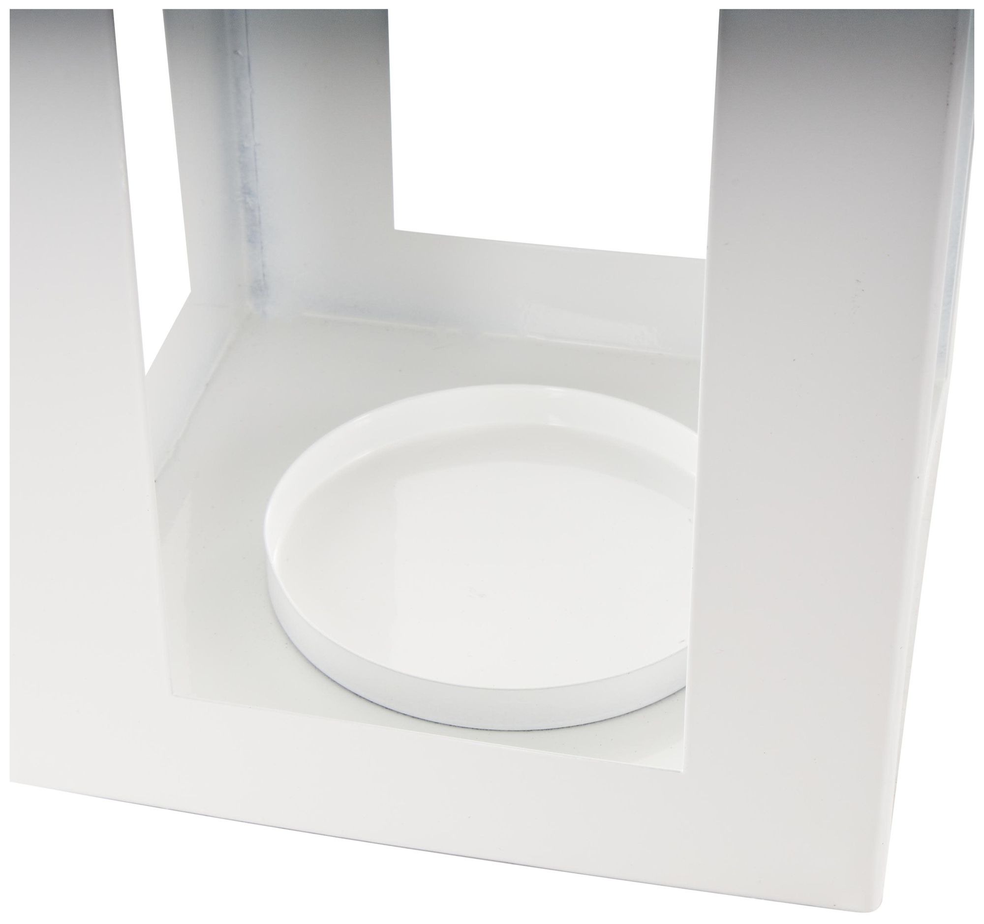 Image 4 White Metal Transitional Candle Lantern, 7" x 7" x 23" more views