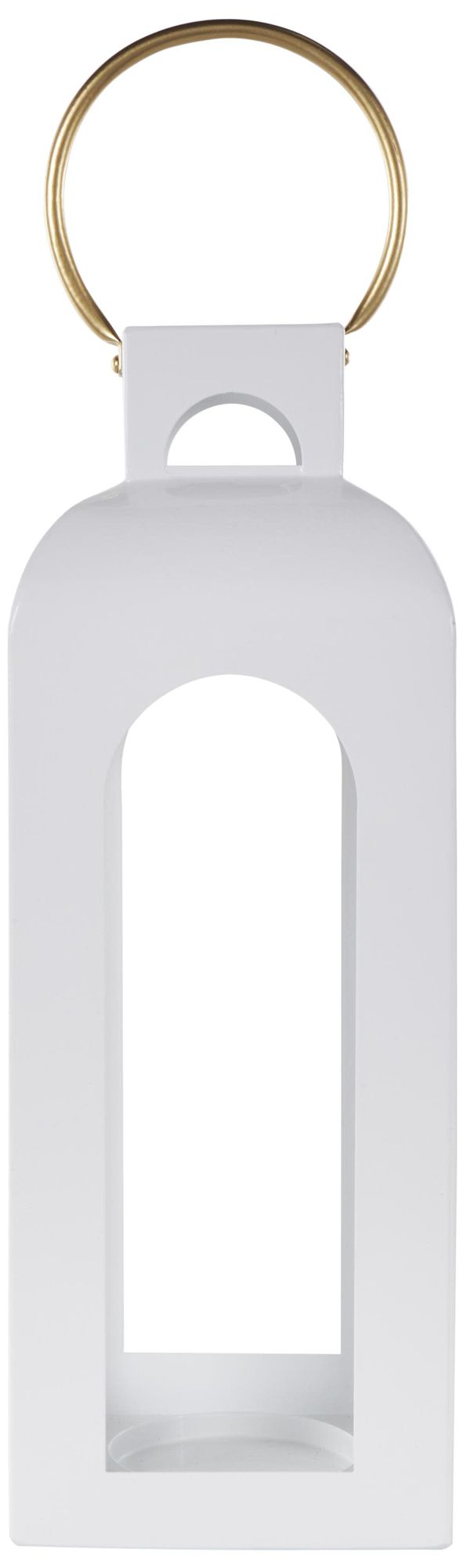 Image 5 White Metal Transitional Candle Lantern, 7" x 7" x 23" more views