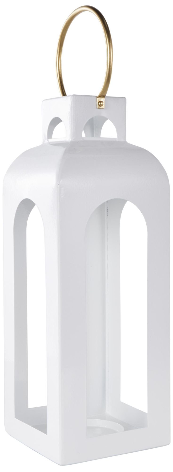 Image 6 White Metal Transitional Candle Lantern, 7" x 7" x 23" more views