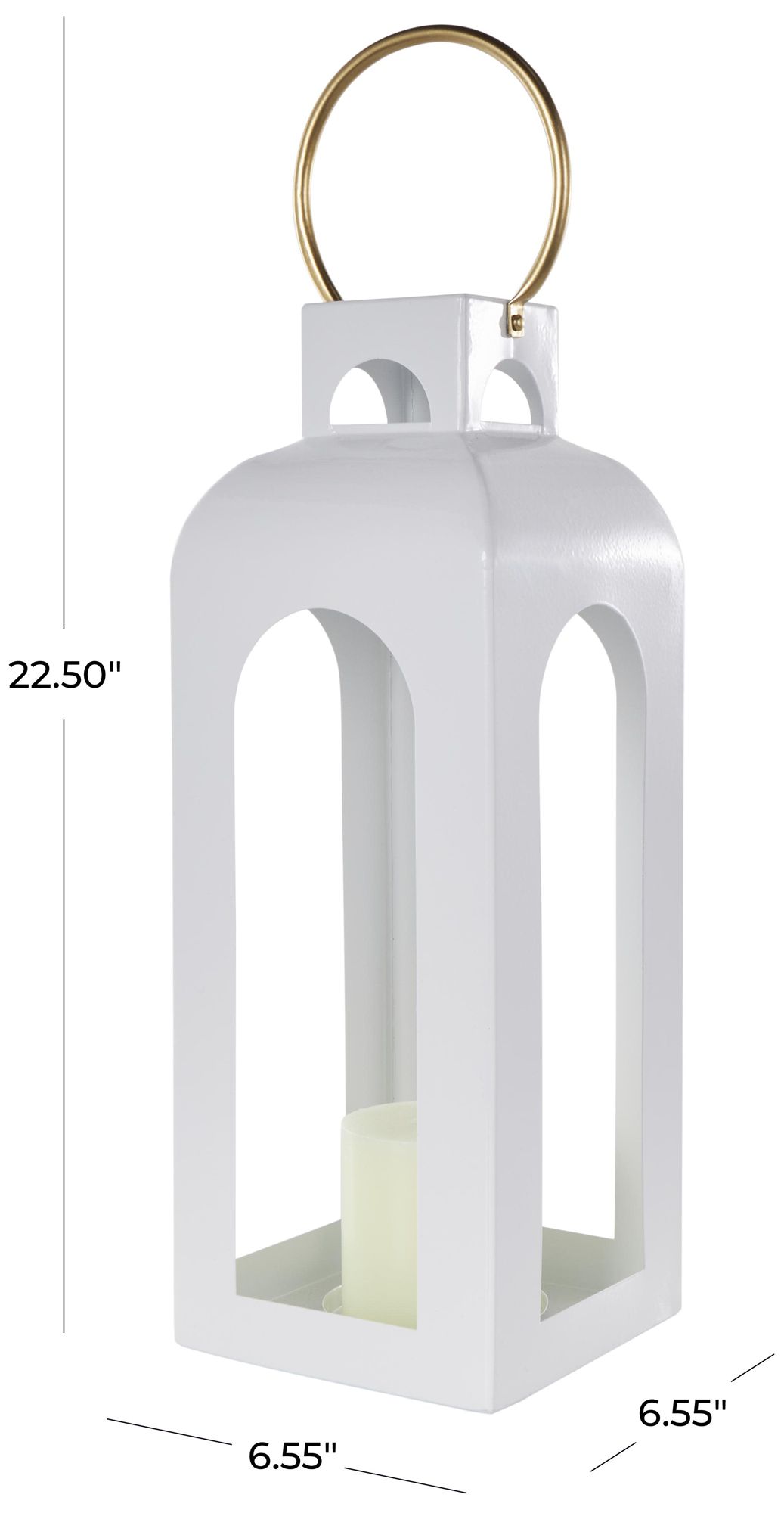 Image 7 White Metal Transitional Candle Lantern, 7" x 7" x 23" more views