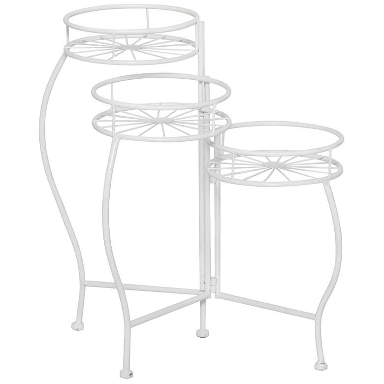 Image 1 White Metal Transitional Plantstand, 19" x 18" x 21"