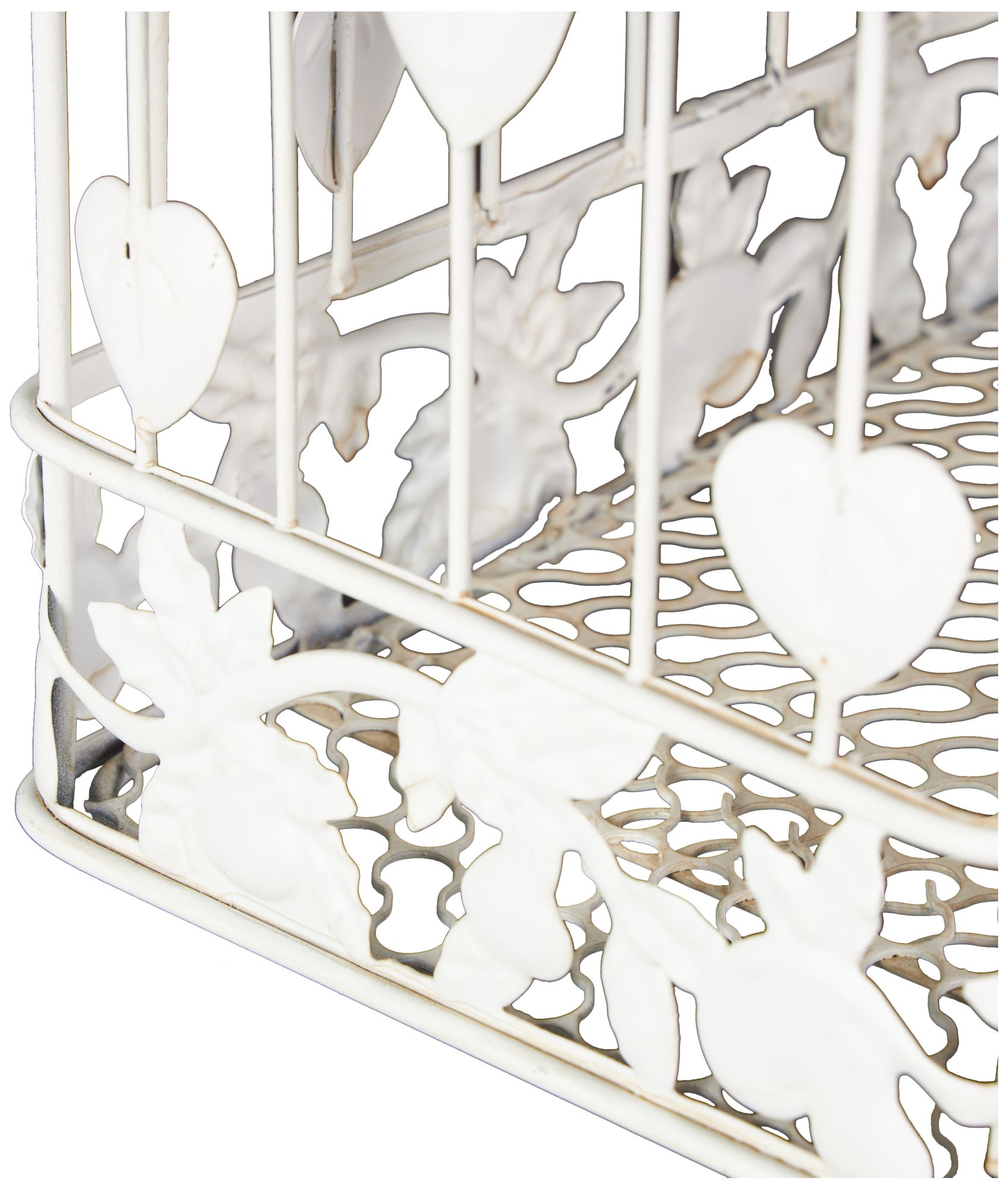 Image 3 White Metal Vintage Birdcage, S/2 22", 15"H more views