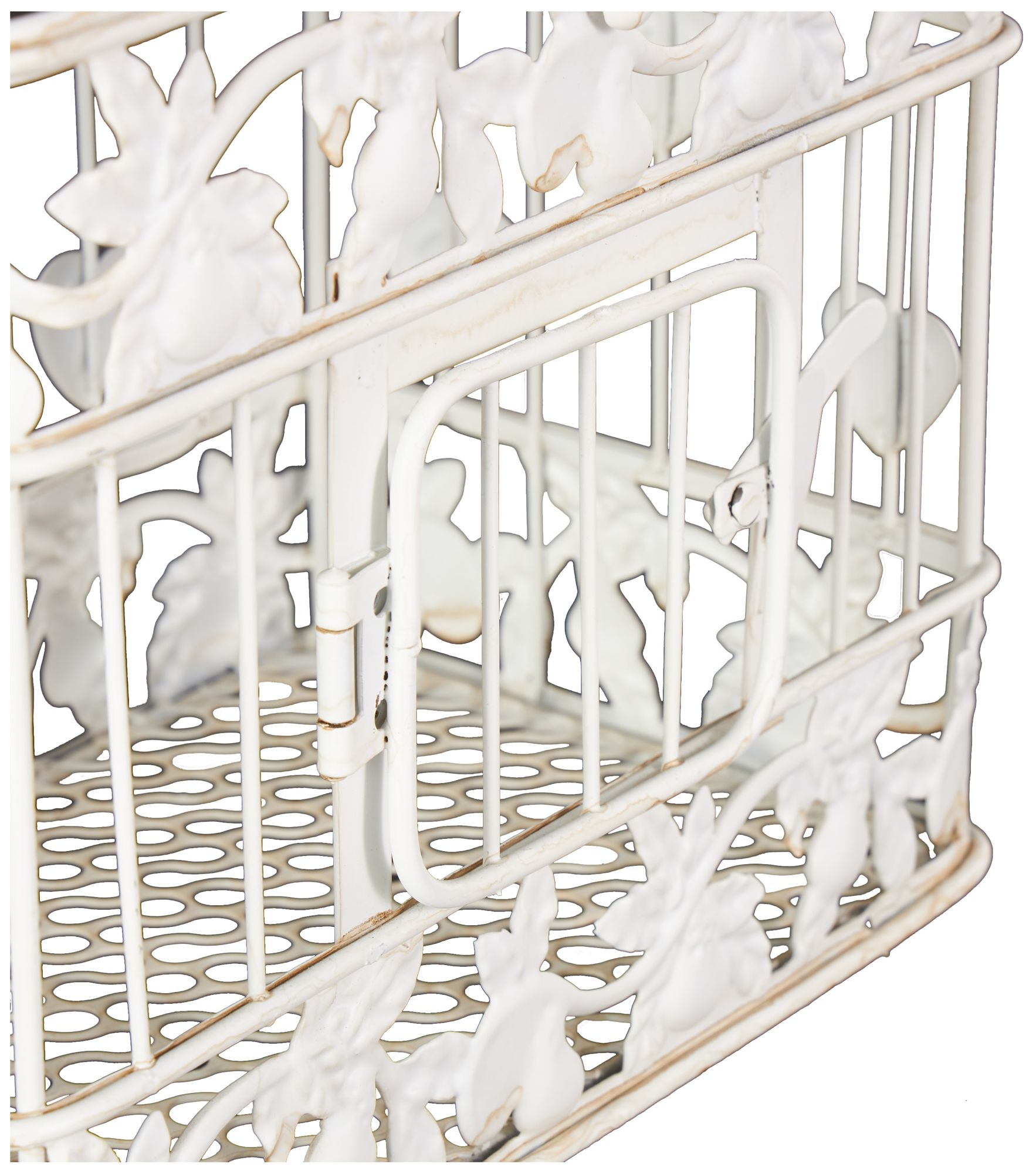 Image 4 White Metal Vintage Birdcage, S/2 22", 15"H more views