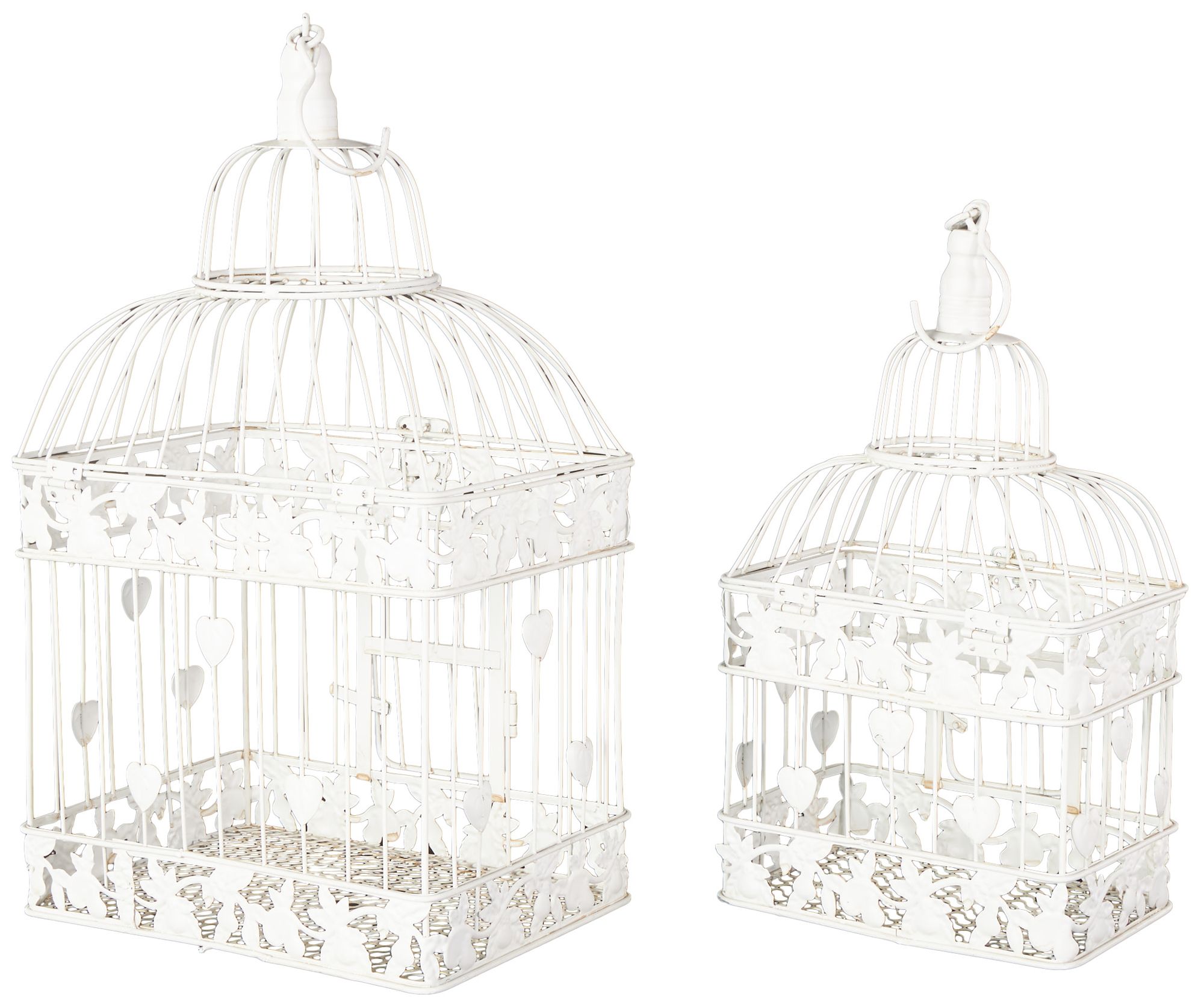 Image 5 White Metal Vintage Birdcage, S/2 22", 15"H more views