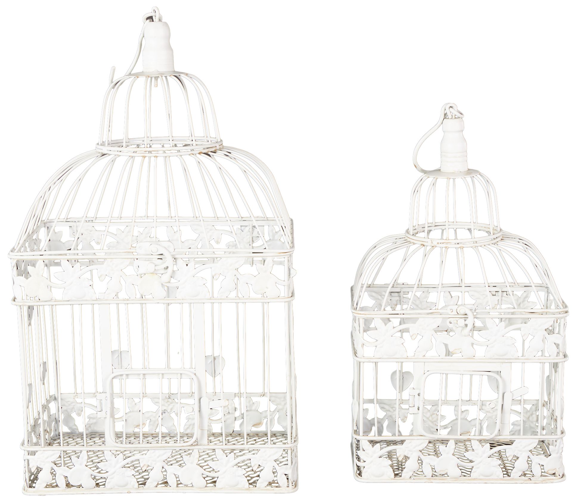 Image 6 White Metal Vintage Birdcage, S/2 22", 15"H more views