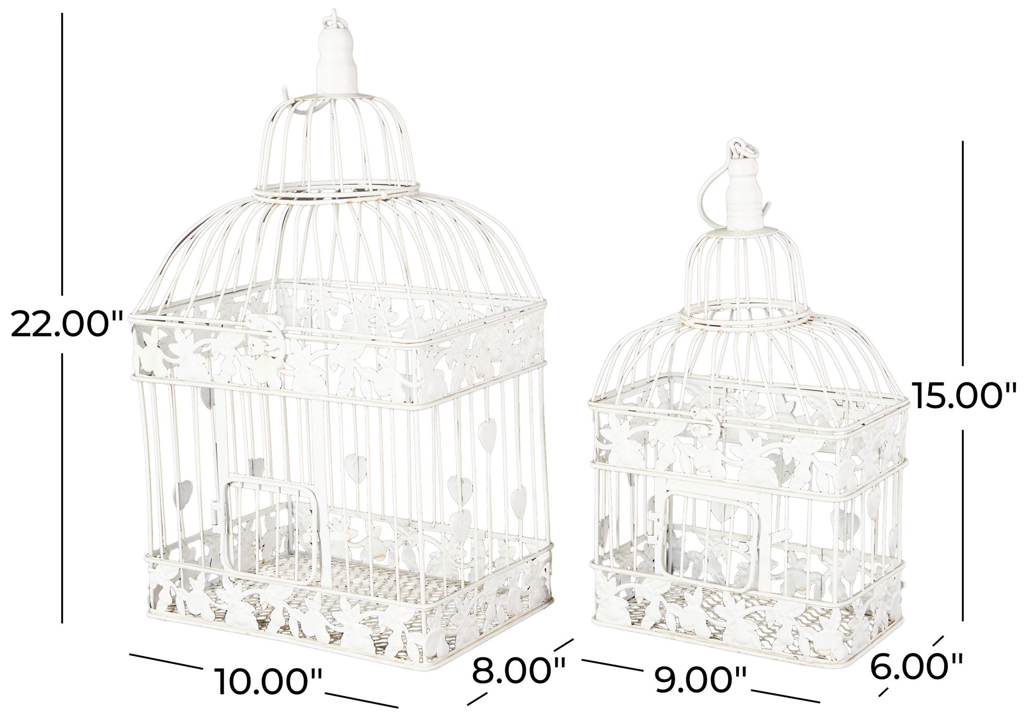 Image 7 White Metal Vintage Birdcage, S/2 22", 15"H more views