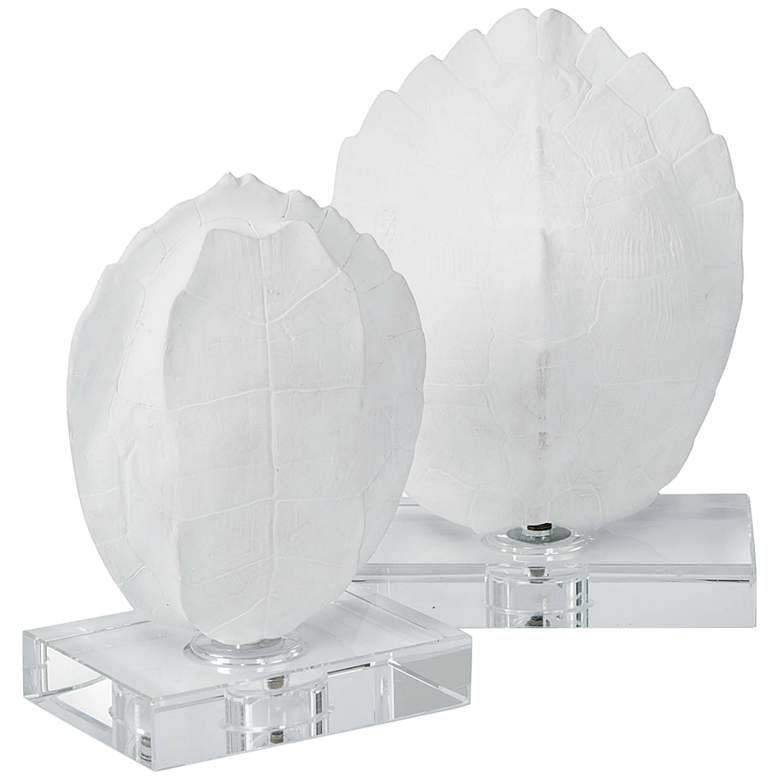 Image 1 White Modern Turtle Shells On Crystal Sculptures Set of 2