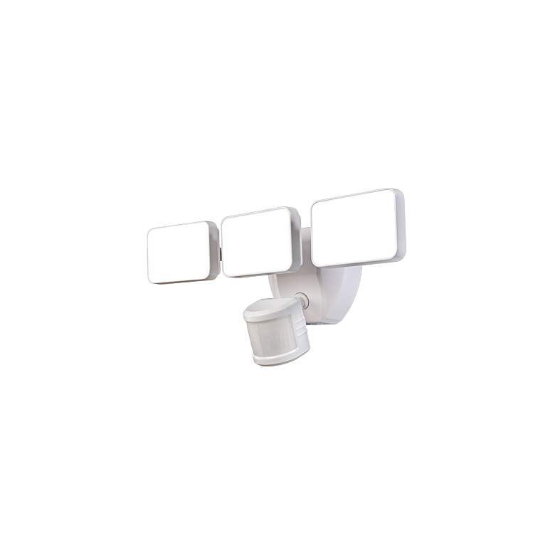 Image 1 White Motion Sensor 15 1/2" Wide 3-Head LED Outdoor Security Light