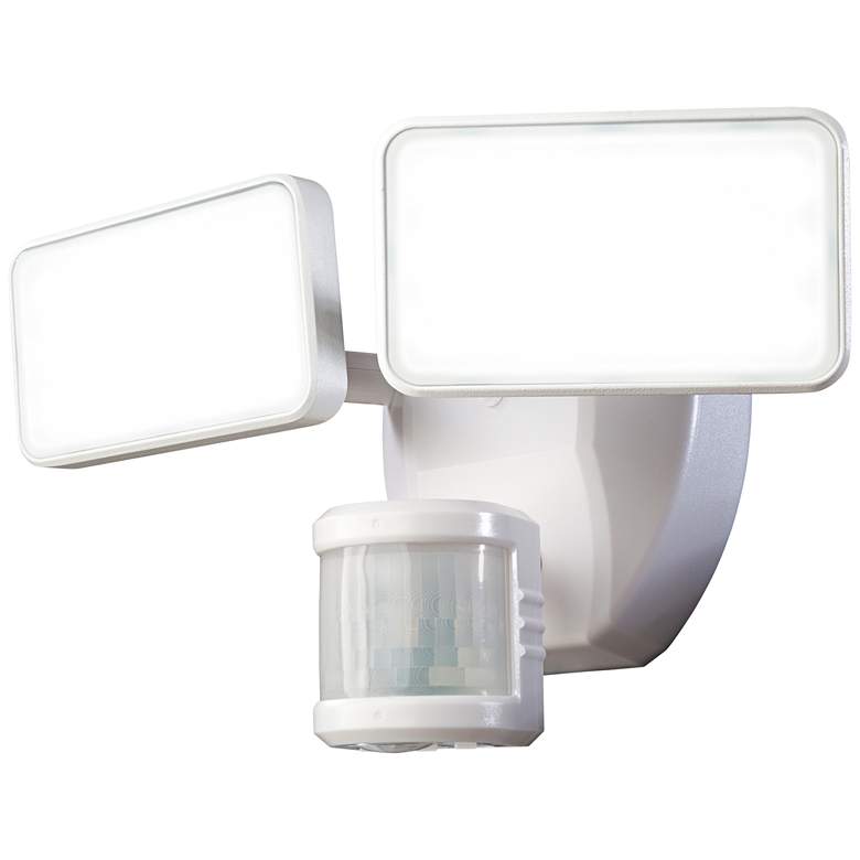 Image 1 White  Motion Sensor 8 1/2" Wide Adjustable 2-Head LED Security Light