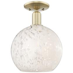 White Mouchette 10"W Brass Semi-Flush Mount w/ White Mouchette Shade