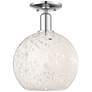 1_White Mouchette 10" Wide Chrome Semi-Flush Mount w/ White Mouchette Shade