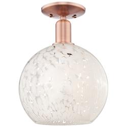 White Mouchette 10" Wide Copper Semi-Flush Mount w/ White Mouchette Shade