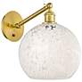 1_White Mouchette 12"H Satin Gold Adjustable Sconce w/ White Mouchette Shade