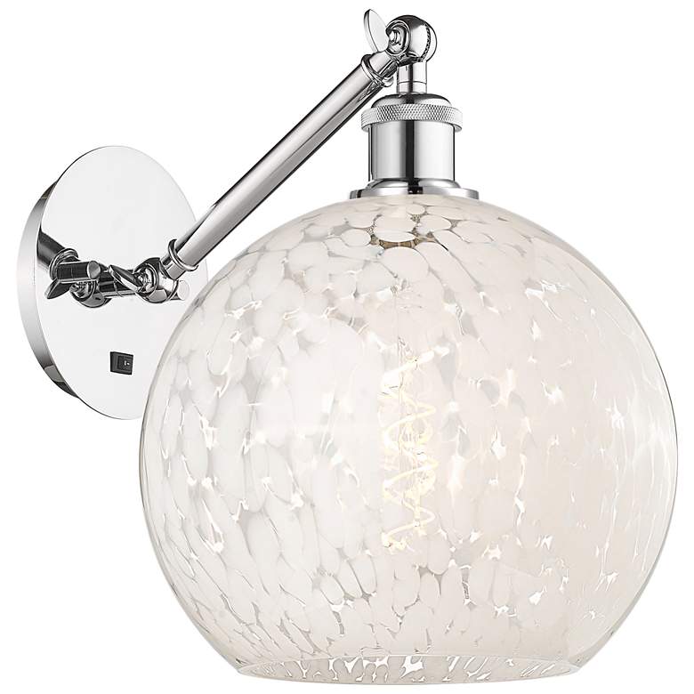 Image 1 White Mouchette 12" High Chrome Adjustable Sconce w/ White Mouchette Shade