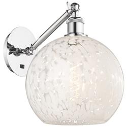 White Mouchette 12" High Chrome Adjustable Sconce w/ White Mouchette Shade
