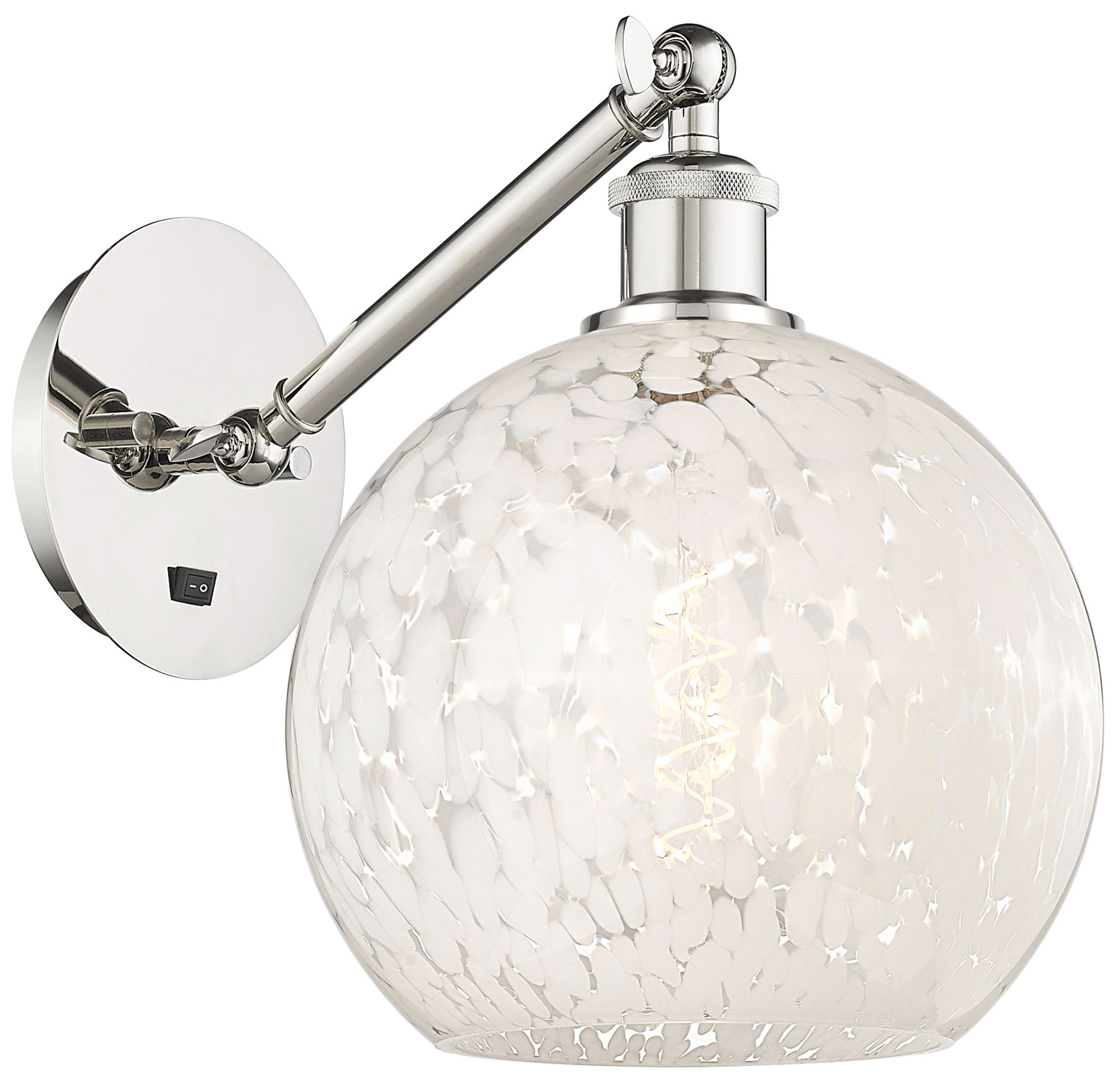 White Mouchette 12" High Nickel Adjustable Sconce w/ White Mouchette Shade