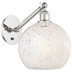 White Mouchette 12" High Nickel Adjustable Sconce w/ White Mouchette Shade