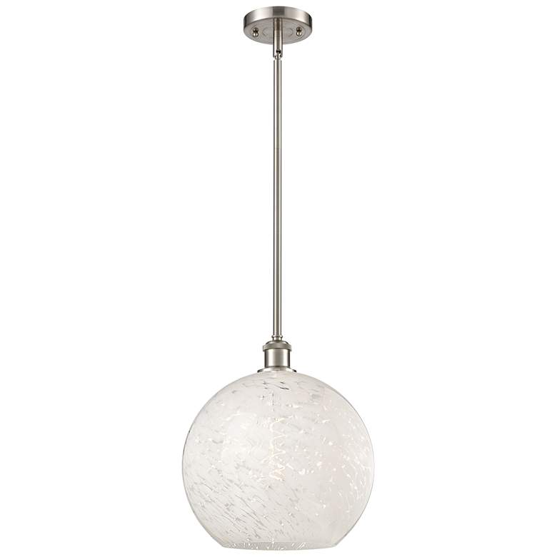 Image 1 White Mouchette 12" Wide Brushed Satin Nickel Mini Pendant